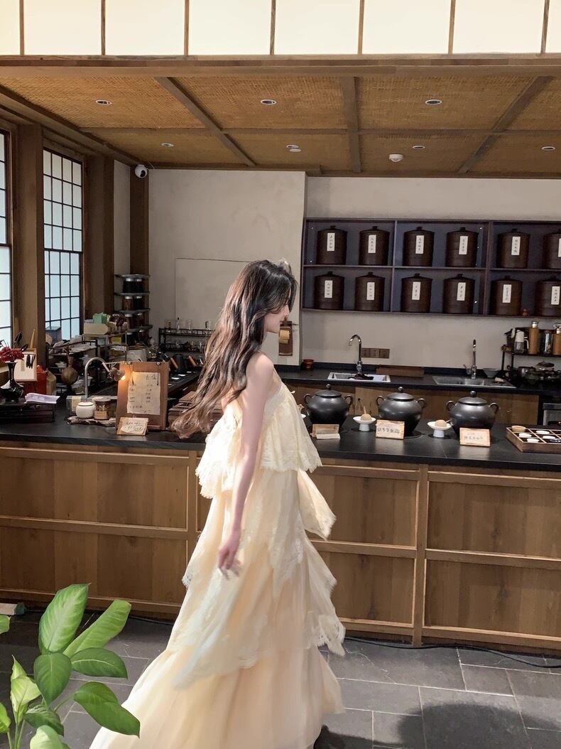 【dress】ティアードロングキャミワンピース Q8358