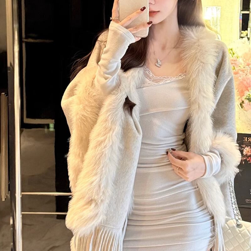 【dress】オフショルダーレースドッキングワンピース Q7555