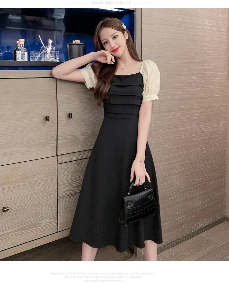 【dress】好感度UP!気質満点レトロパフスリーブ切り替えワンピース