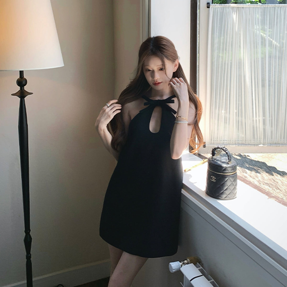 【dress】リボンホルターネックワンピース　N3235