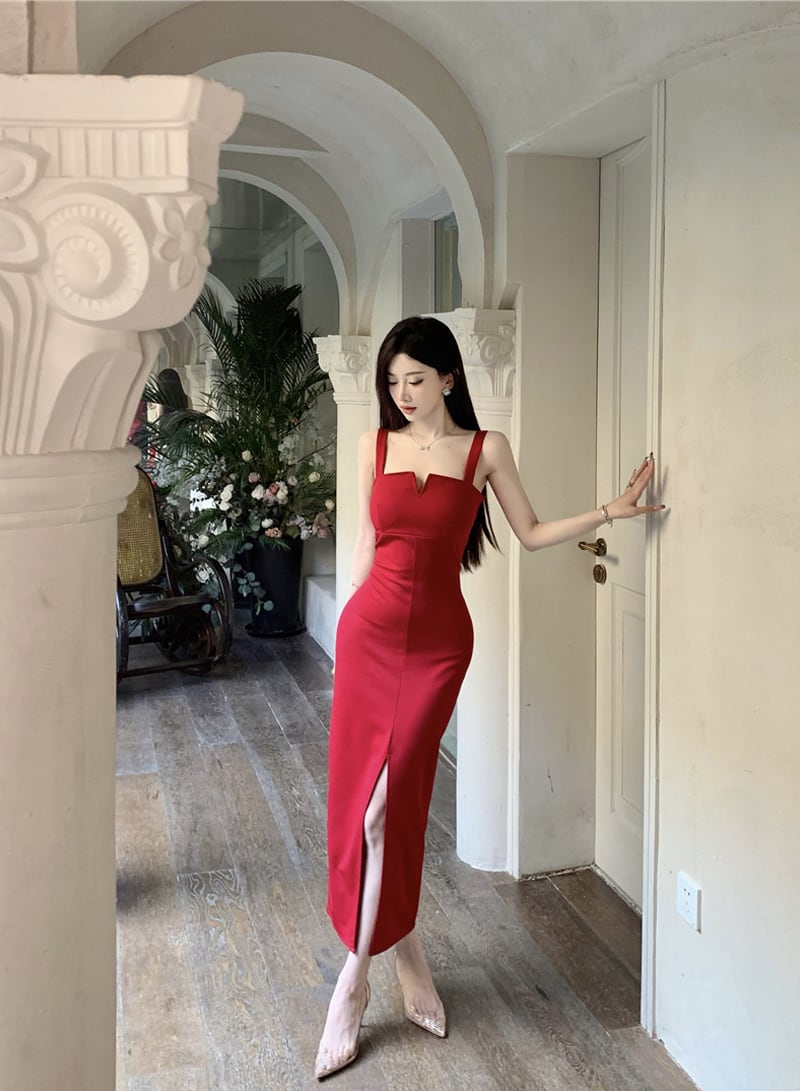 【dress】スリットキャミワンピース Q8084