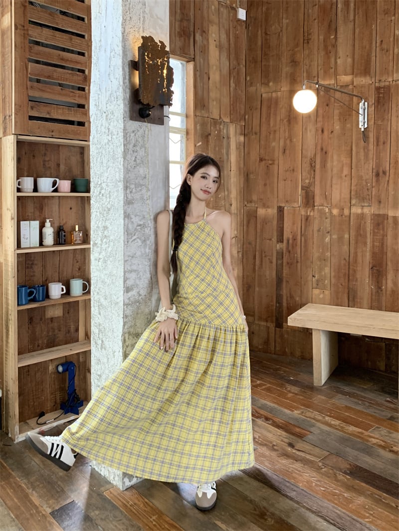 【dress】チェック柄キャミワンピース　M24372