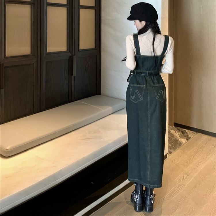 【dress】サロペットデニムワンピース　M27988