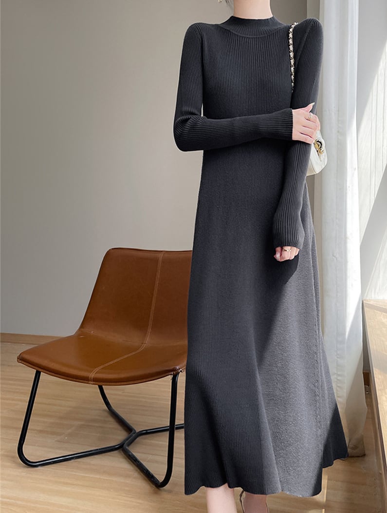 【dress】ハイネックニットワンピース Q7316
