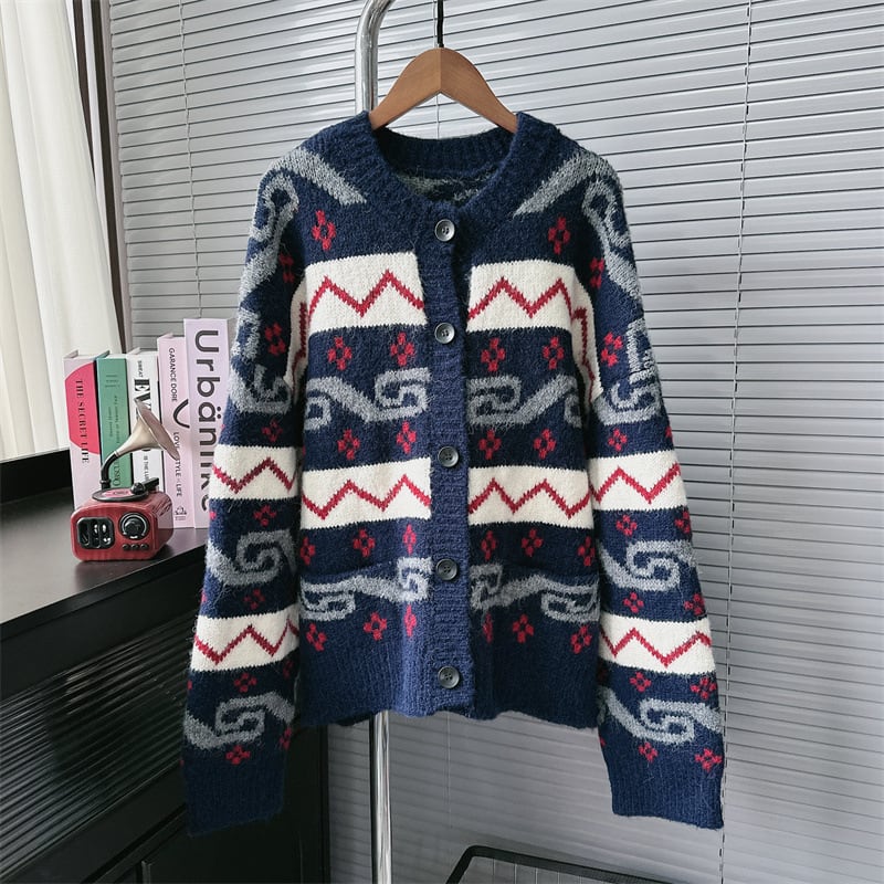 【outer】ジャカードニットカーデ　M28136