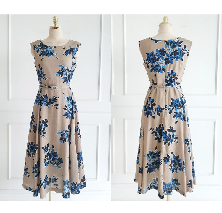 【dress】ノースリーブプリントワンピース　M25001
