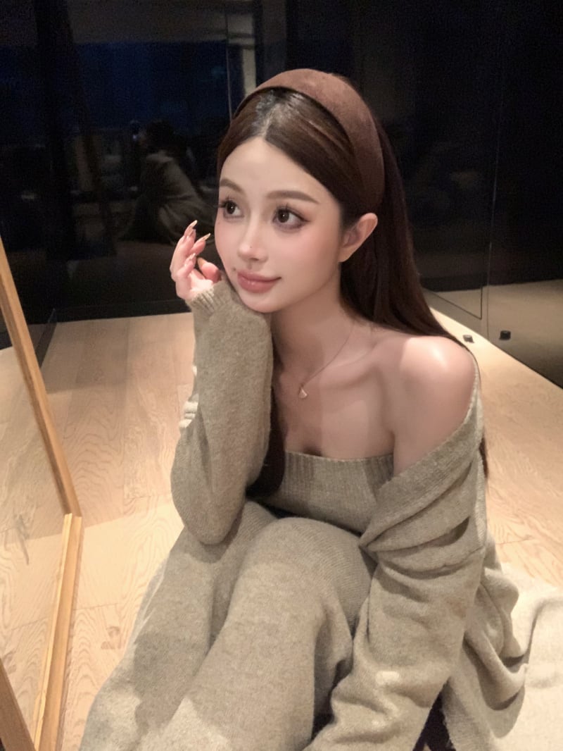 【set】ロング丈カーディガン×ベアトップ×ワイドパンツ3点セット　N3329