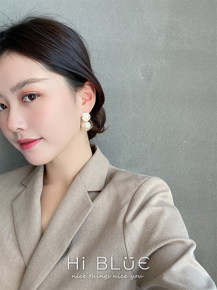 【小物】気質満点 chicシンプルレトロパールサークルピアスアクセサリー