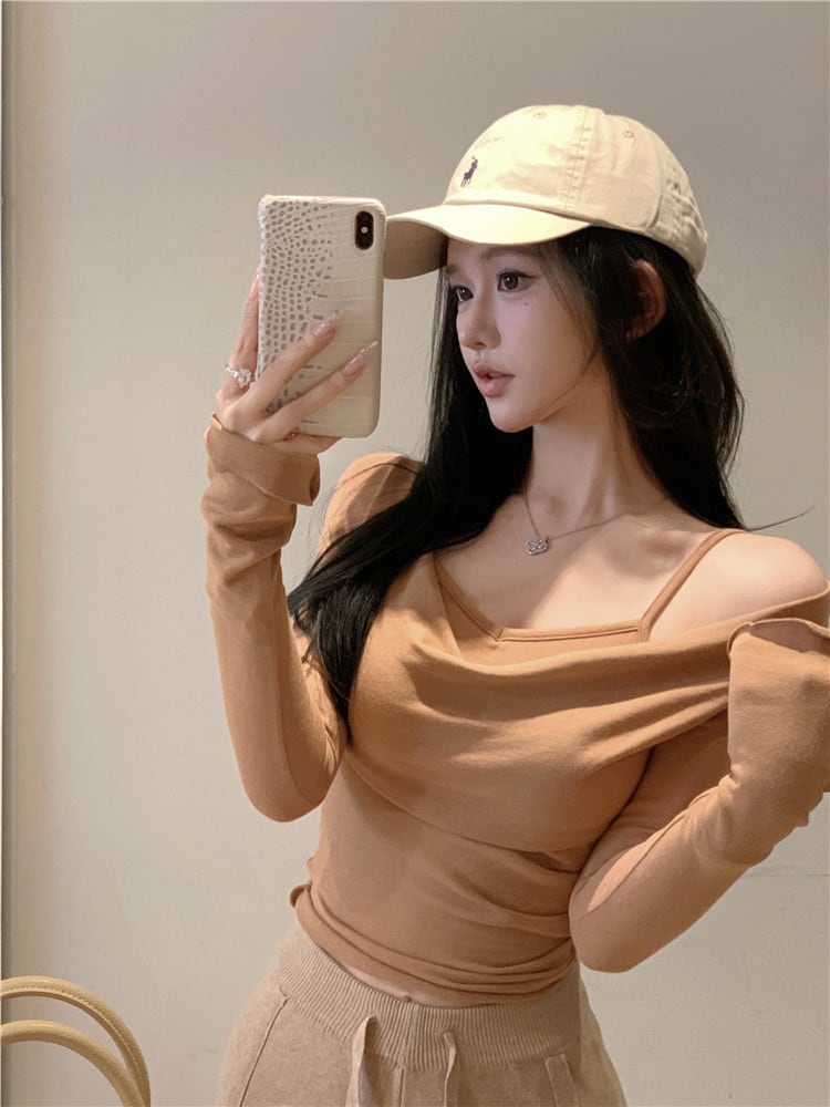 【tops】切り替え長袖Tシャツ　M28178