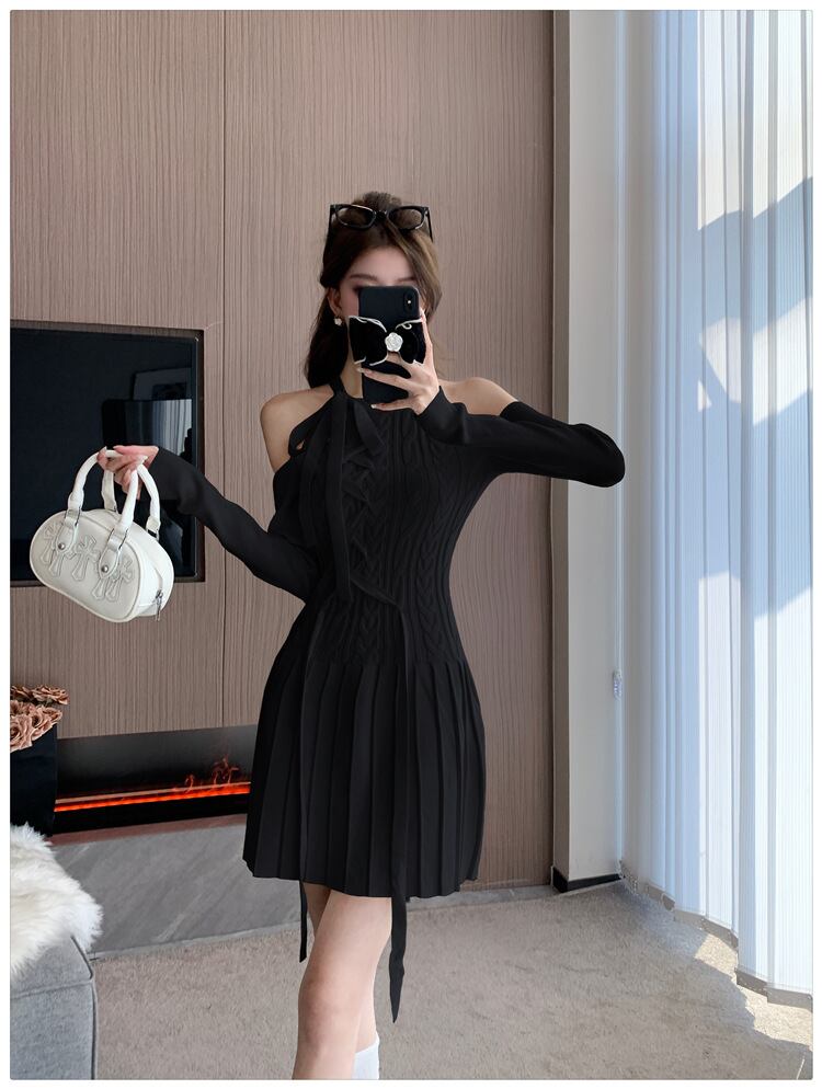 【dress】オフショルダーニットワンピース　M18533