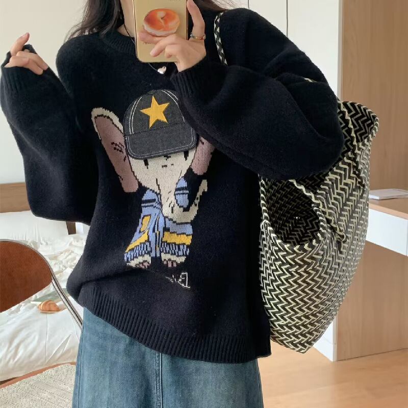 【tops】クルーネックニットセーター　M18557