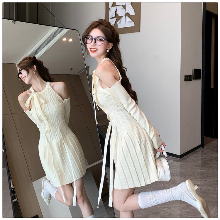 【dress】オフショルダーニットワンピース　M18533