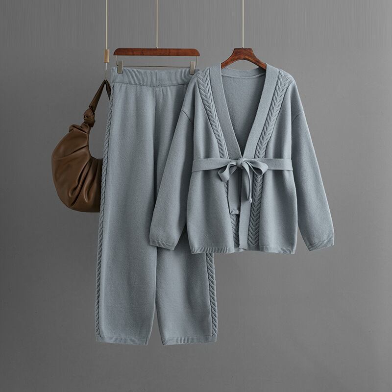 【set】ニットカーデ×ワイドパンツセット　M28160