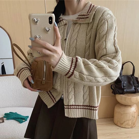 【outer】Wジップニットカーデ　M29079