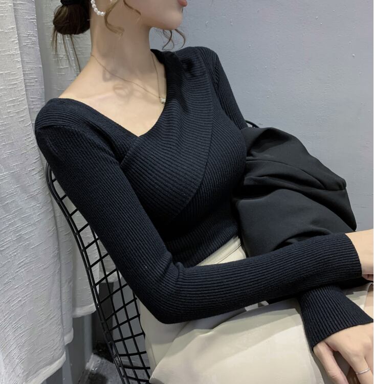 【tops】早い者勝ち! 長袖オブリークネック韓国ファッション着回しゆったりニットセーターW0782