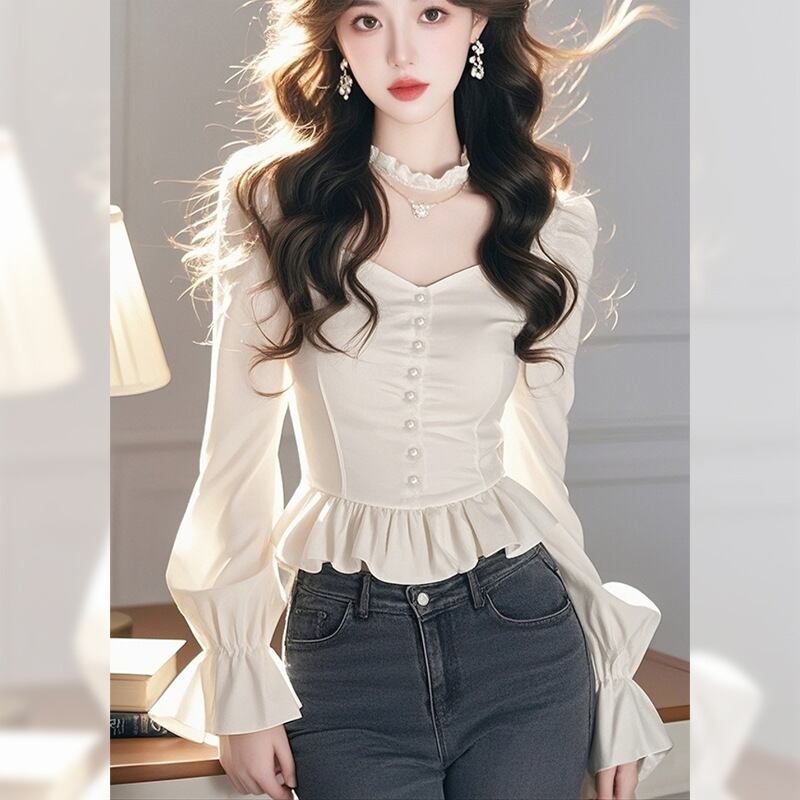 【tops】フリルシャツトップス　M29097