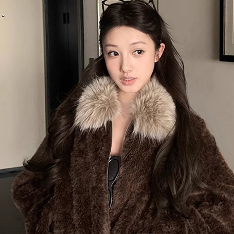 【outer】ファー付きシープボアコート Q7233