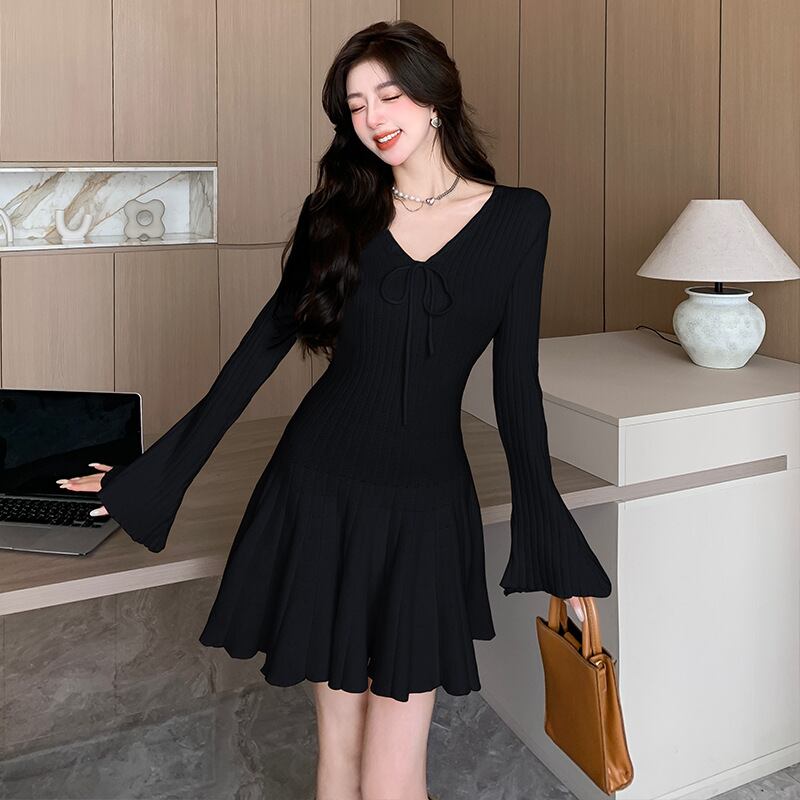 【dress】フレアニットワンピース Q6936