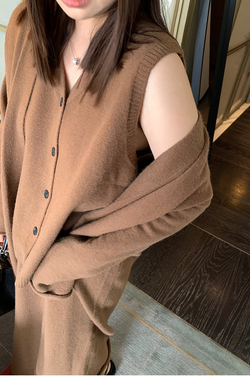 【set】ベスト×ロング丈ニットカーデ×スカートセット　M26248