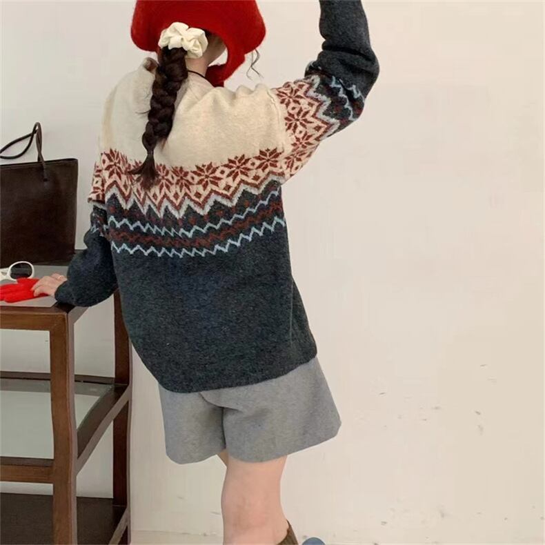 【tops】ジャカードニットセーター　M27137