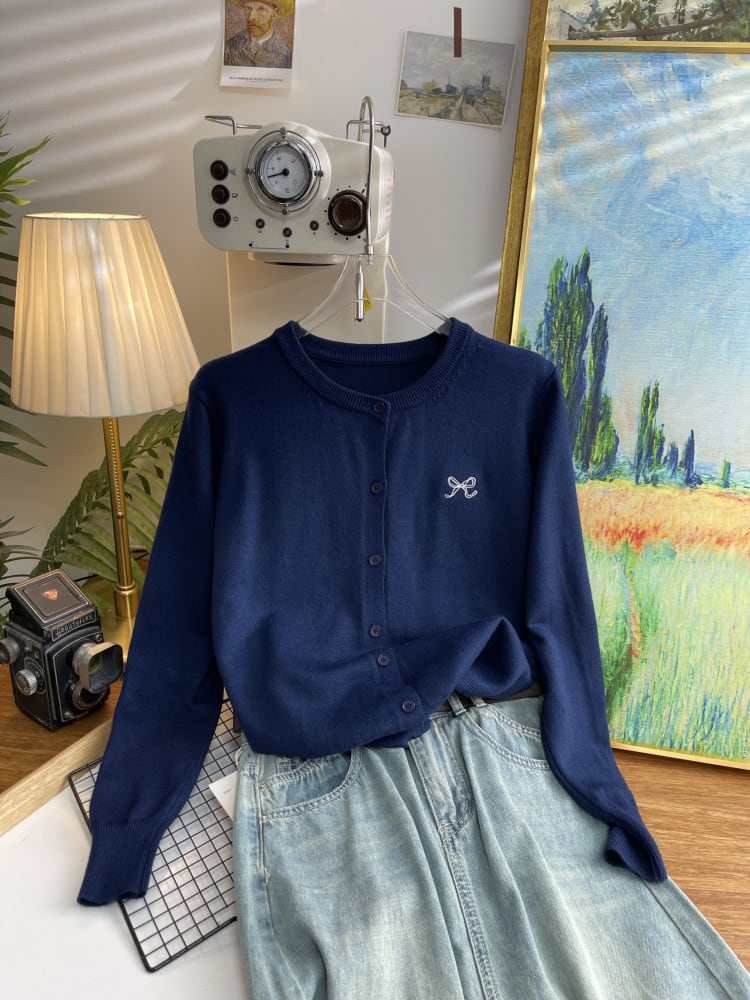 【outer】リボン刺繍ニットカーデ　M26314