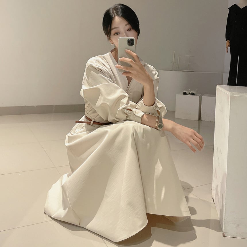 【dress】OL、通勤ワンピースベルト付き　M29620