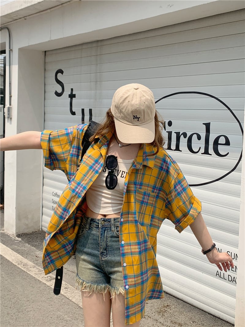 【tops】チェック柄シャツトップス　M25267