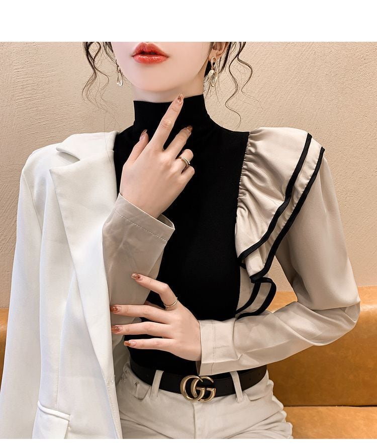 【tops】ハイネックフリルTシャツG20386