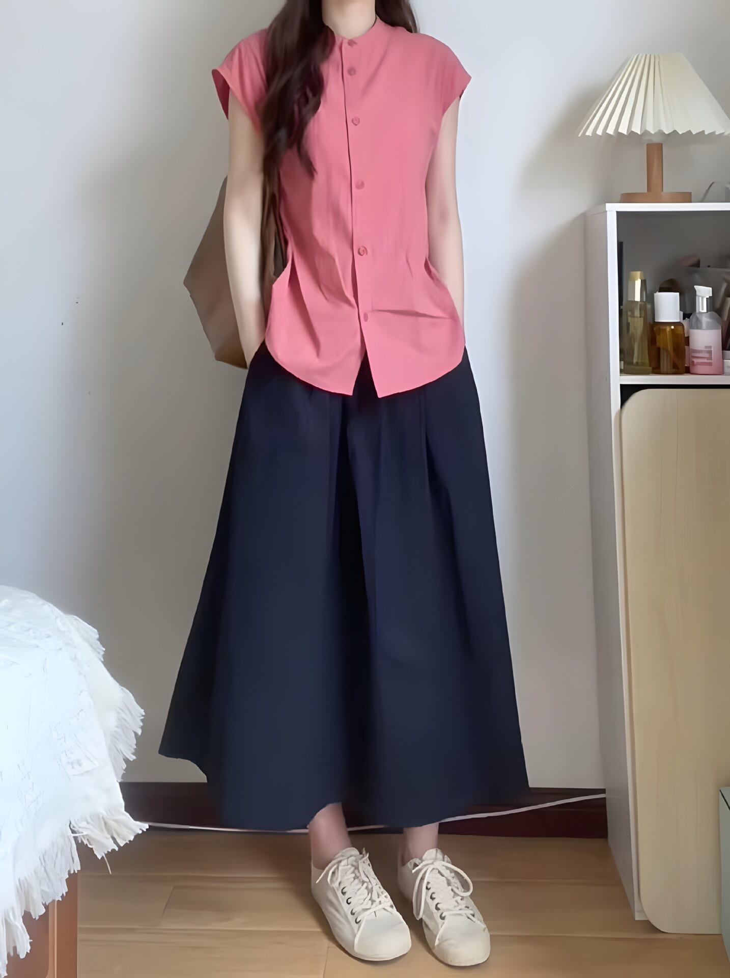 【set】ラウンドネックブラウス+スカート２点セットG21001