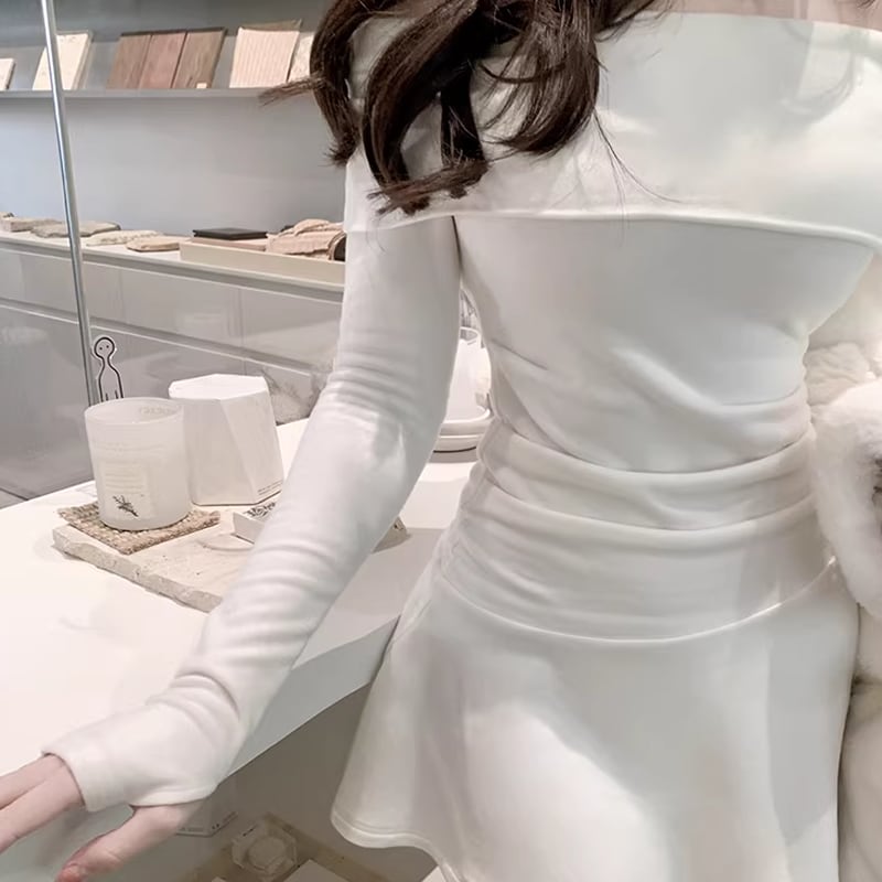 【dress】オフショルダーフレアワンピース Q7926