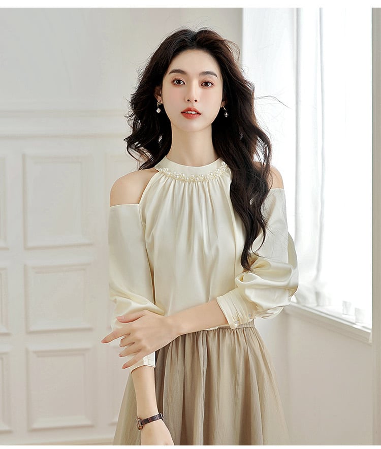 【tops】オフショルダーシャツトップス　M29093