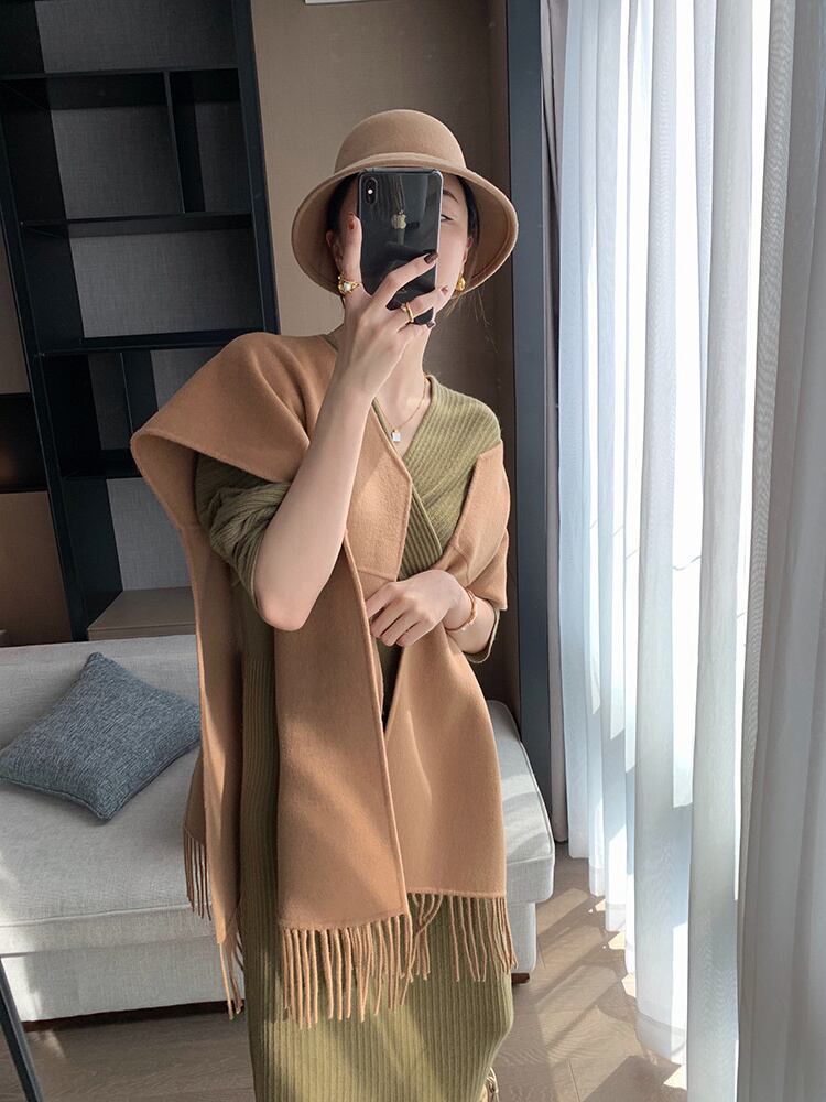 【dress】好感度UP韓国ファッション秋冬新作Vネック長袖無地体型カバーニットワンピースF1158