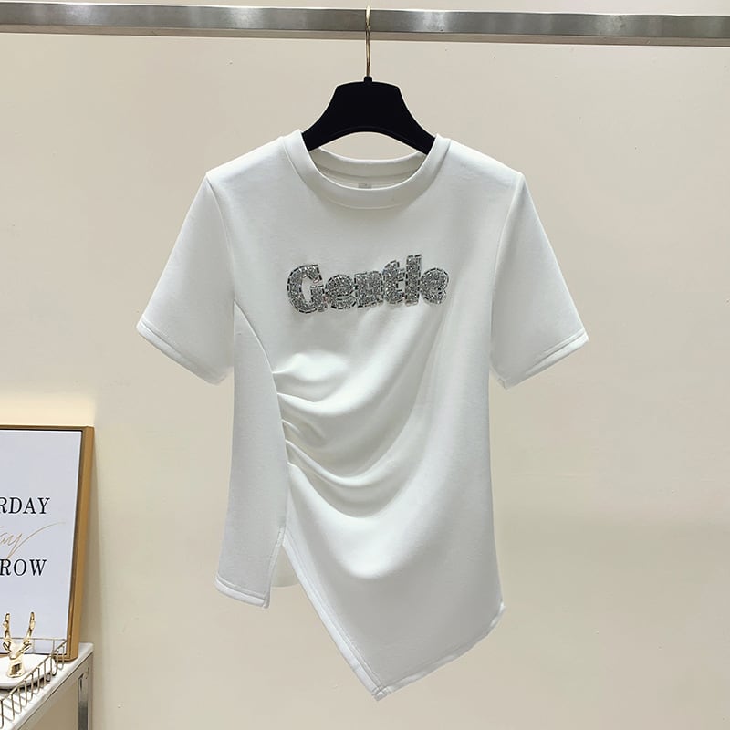 【tops】半袖英字柄ＴシャツF7456