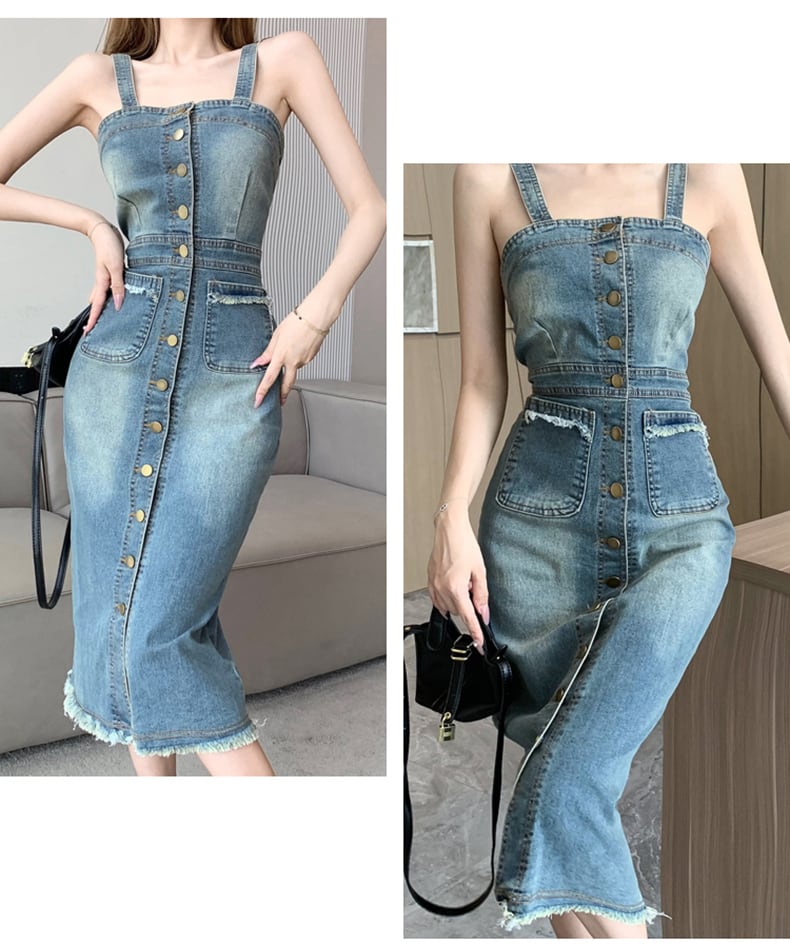 【dress】デニムサロペットワンピース　M24636