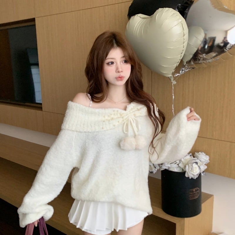 【tops】パールニットセーター　M27064