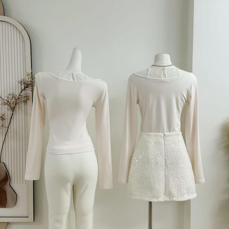 【tops】レースドッキングトップス Q7635