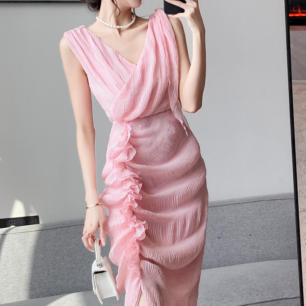 【dress】Vネックギャザーワンピース G20117