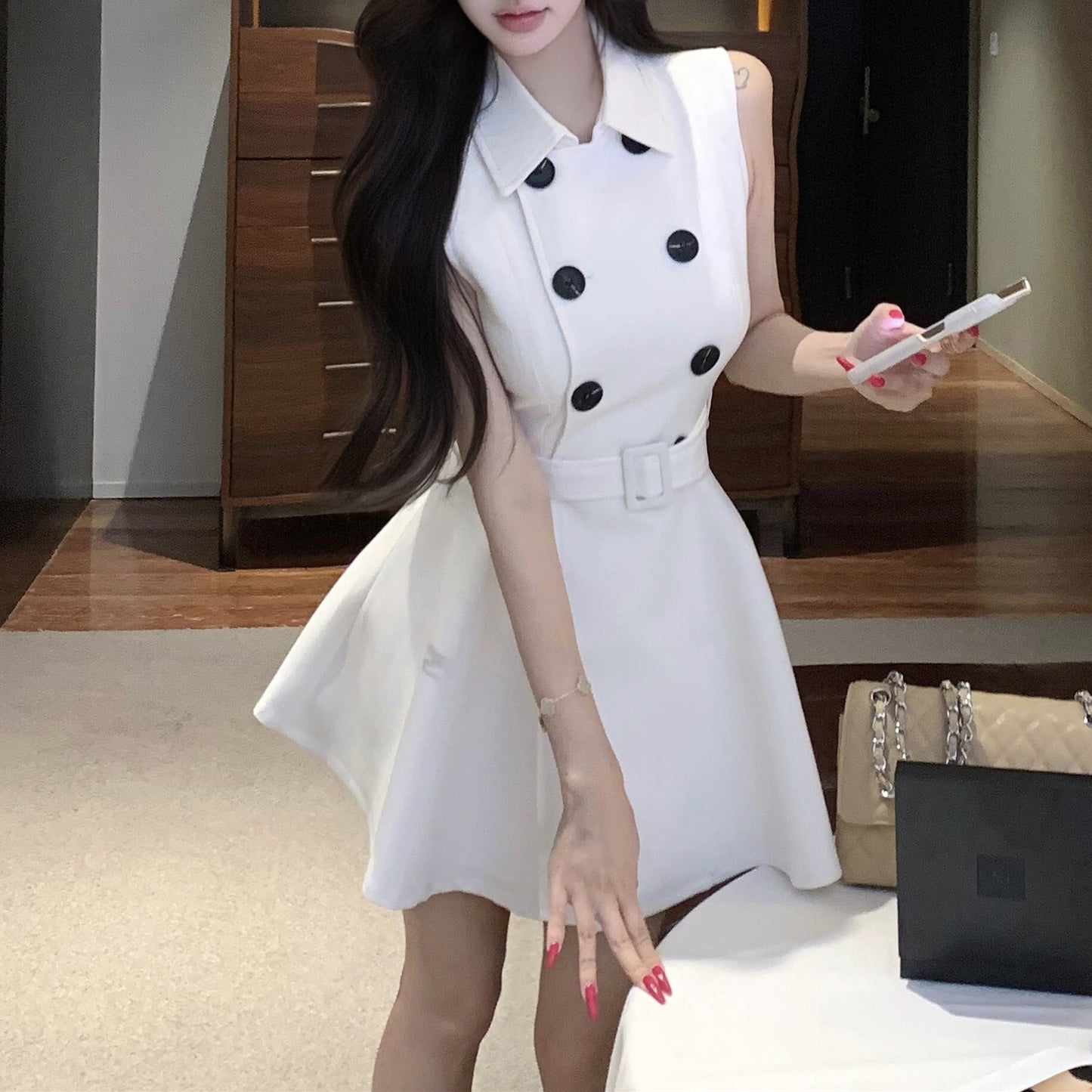 【dress】ダブルボタンミニワンピース　N3151