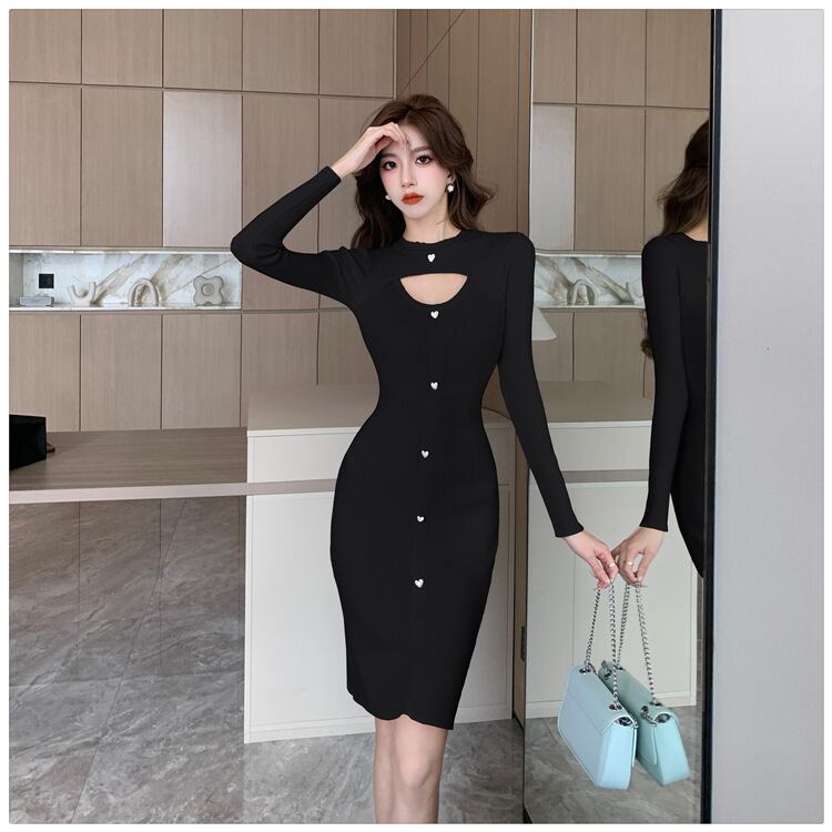 【dress】カットワークニットワンピース　M18844
