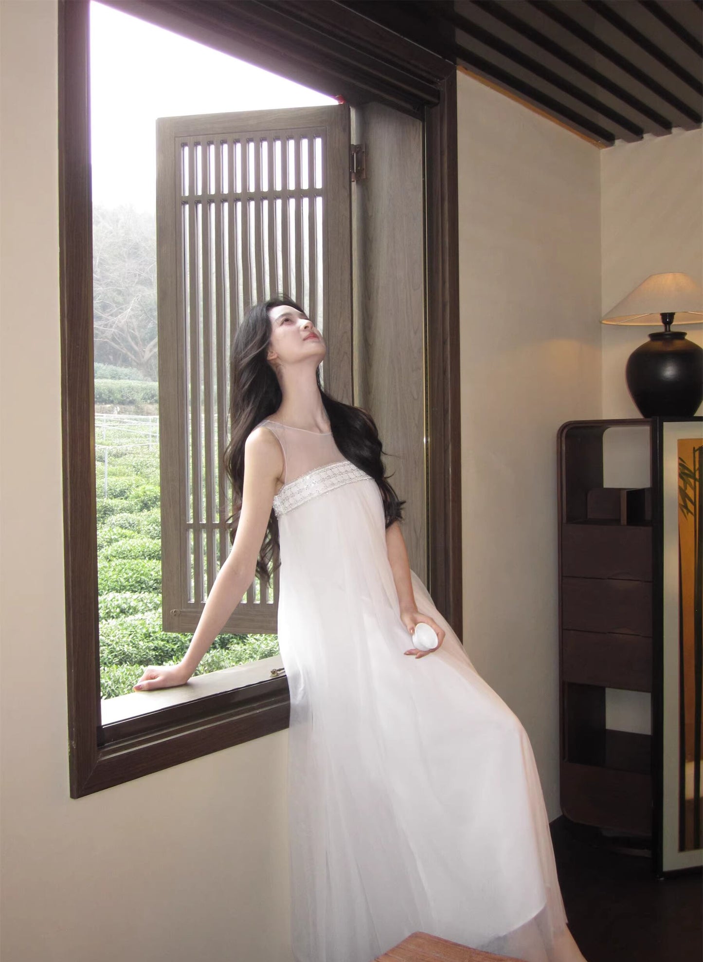 【dress】ノースリーブチュールワンピース Q7966