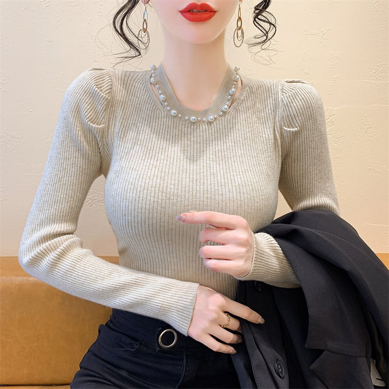【tops】パールニットトップス　M27556