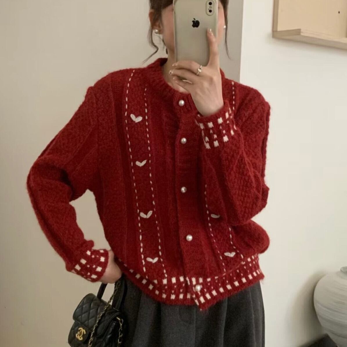 【outer】ジャカードニットカーデ　M28699