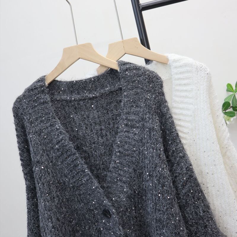 【outer】チュールドッキングニットカーディガン Q7867
