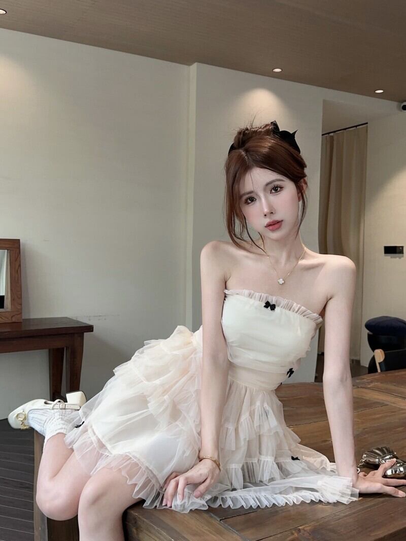 【dress】ベアトップチュールワンピース　M30151