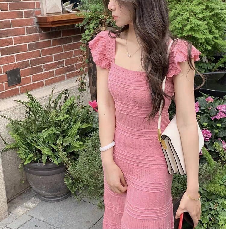 【dress】カットワークニットワンピース　M24657