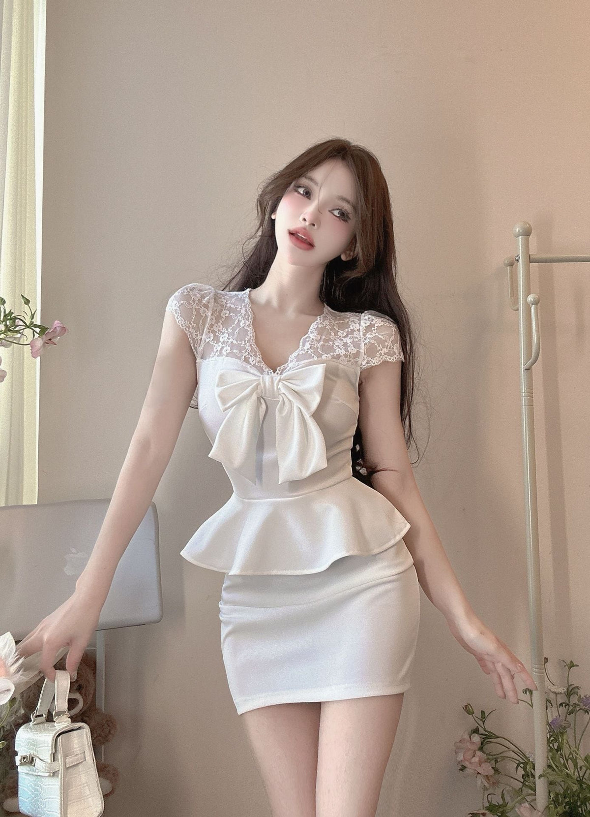 【dress】レース切り替えワンピース　M23981
