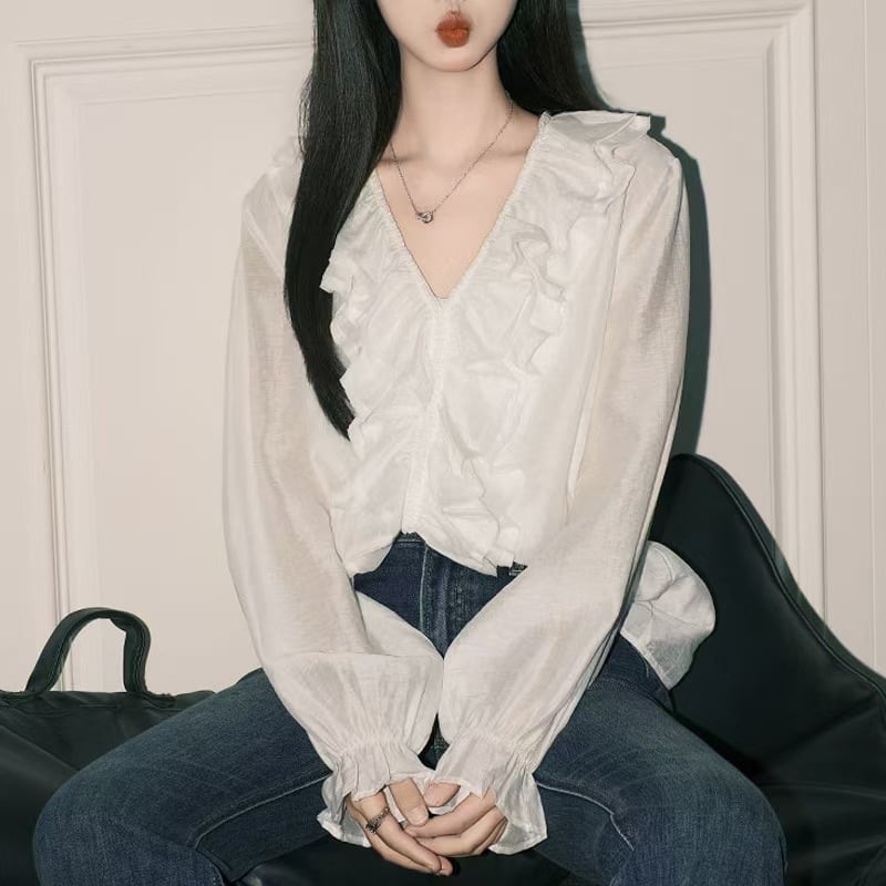 【tops】フリルブラウス　M29670