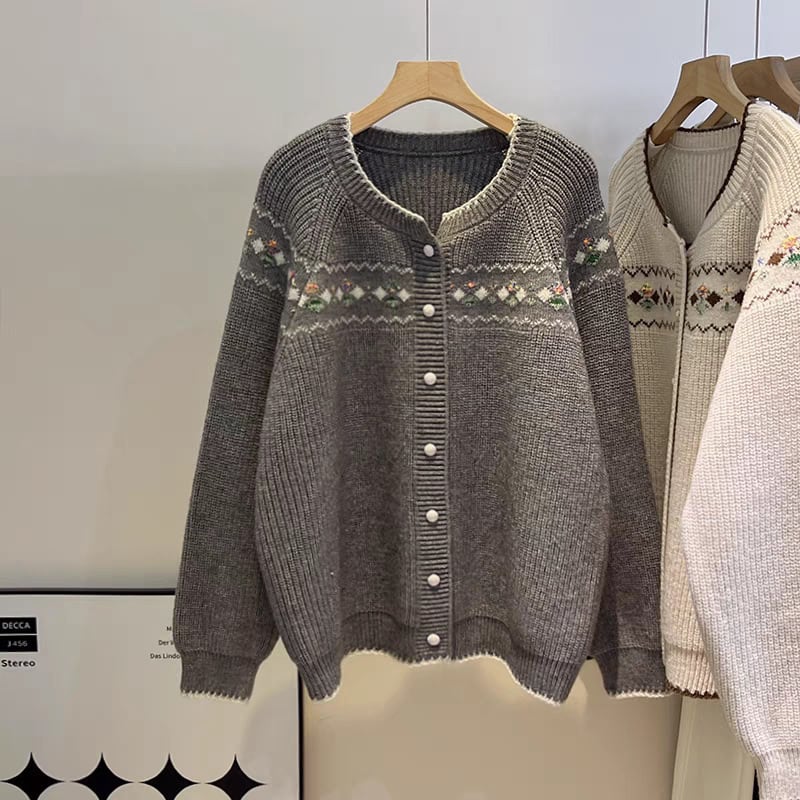 【outer】刺繍ニットカーデ　M29045