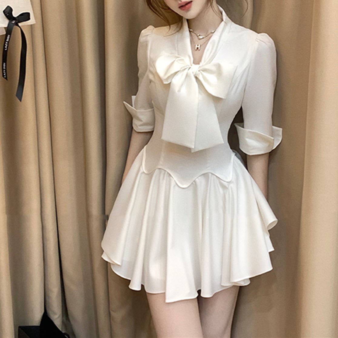 【dress】リボンシャツワンピース　N3016