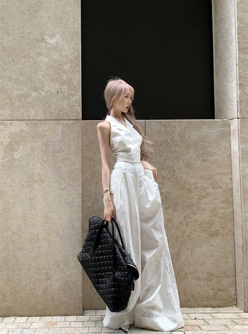 【set】バックレストップス×ワイドパンツセット　M30043